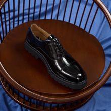 英伦风正装商务休闲真皮男士三接头牛津亮皮鞋增高厚底软底结婚鞋