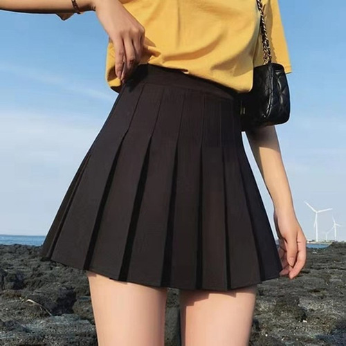 Pure Color Pleated Skirt Sweet Short Skirt Women Spring and Summer Waist Cinching Fashion Student Half Body Skirt JK Uniform