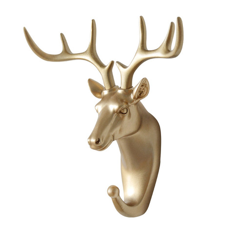 Cross-border wholesale European-style creative hooks without punching and strong adhesive wall decoration wall hanging deer head clothes hanging hooks