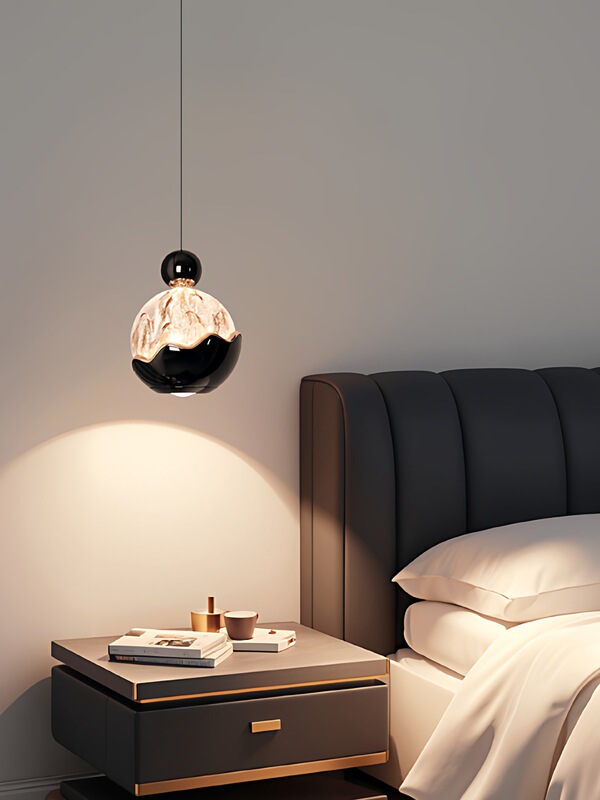 French-style cream-colored bedside pendant light, modern minimalist creative internet-famous high-end hanging light for entryway, corridor, bedroom, and room French-style cream-colored bedside pendant light, modern minimalist creative internet-famous high-end hanging light for entryway, corridor, bedroom, and room