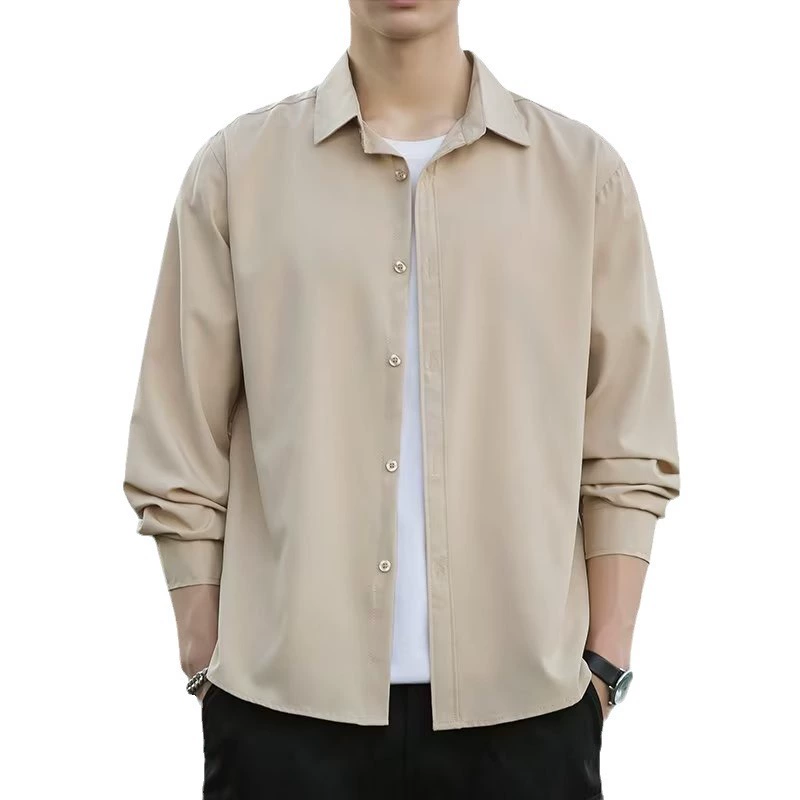 Демисезонная рубашка, трендовый классический костюм жакет, slim fit, плюс сайз, корейский стиль