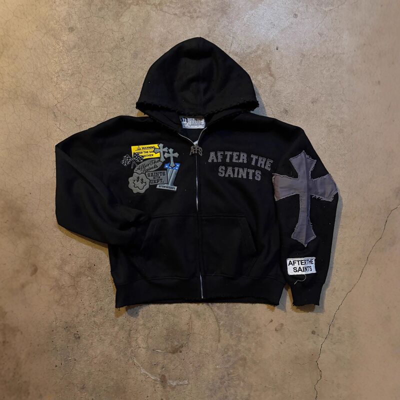 American Y2K Zipper Hoodie Autumn Leaves Harajuku Camo Pattern HipHop Street Gothic Men's and Women's Fashion