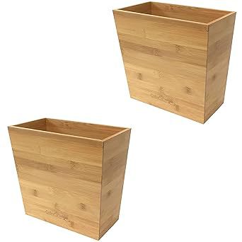 Bathroom suit bamboo trash can wooden special trash can simple high-end