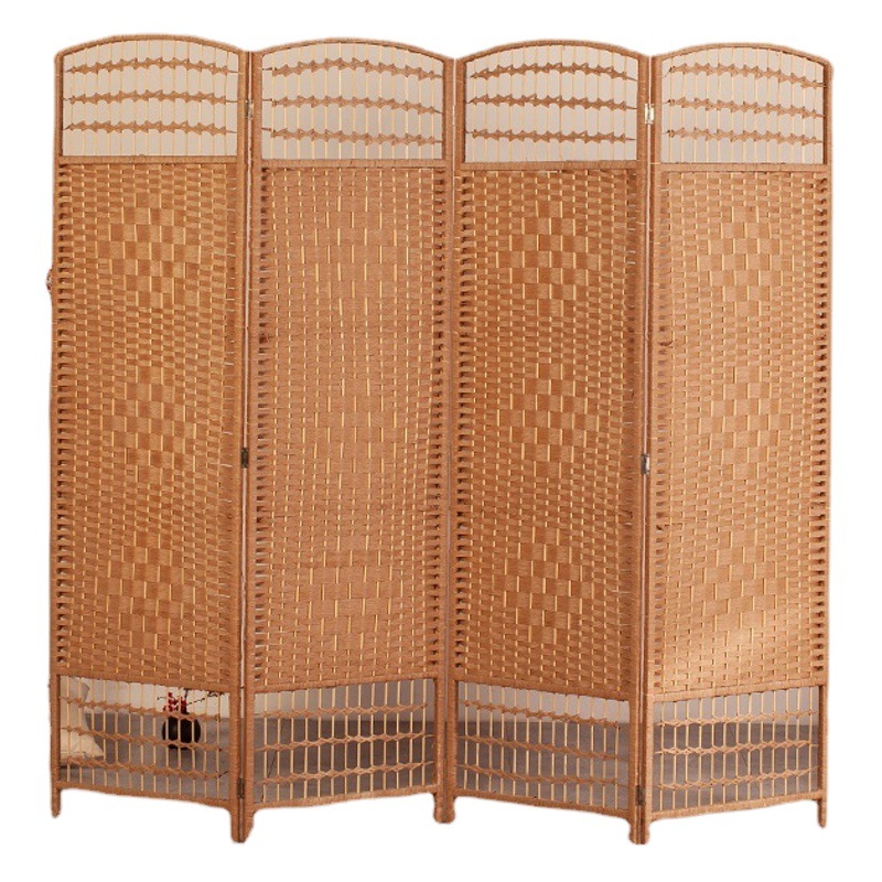 Pantalla de partición de ratán antigua paja hecha a mano sala de estar partición pasillo plegable pantalla comedor interior pantalla clásica