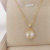 Zirconium from pearl, fashionable necklace stainless steel, copper pendant, Korean style, micro incrustation, internet celebrity, simple and elegant design