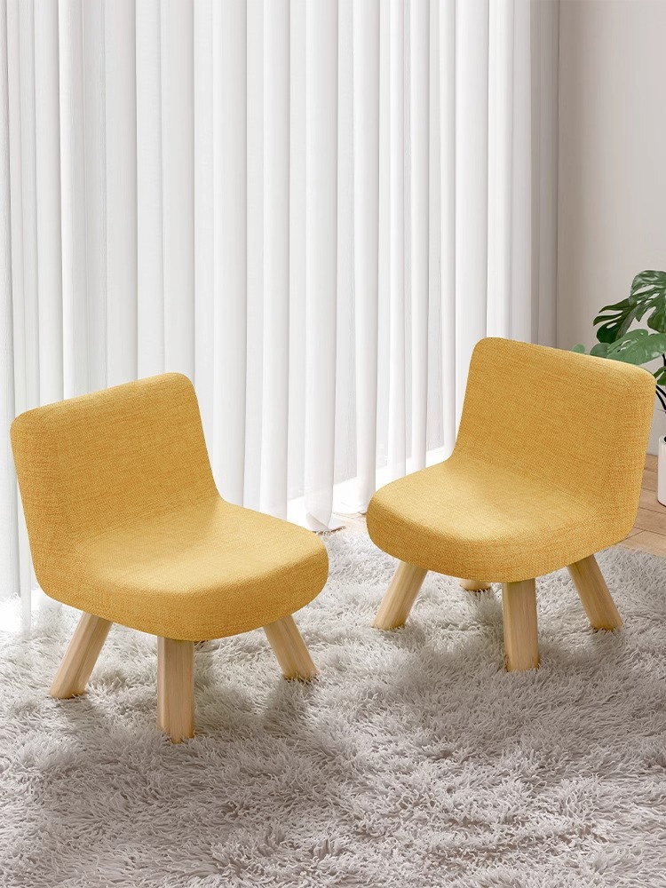 Stool for Home Use with Backrest, Small Chair for Living Room, Simple Solid Wood Small Bench, Shoe-Changing Stool at the Entrance, Wooden Low Stool