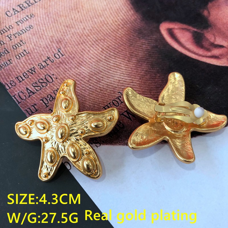 Electroplated Gold Mid-ancient Silver Stud Earrings Ear Clip Vintage Court Style Hong Kong Style French Ear Clip Earrings display picture 1