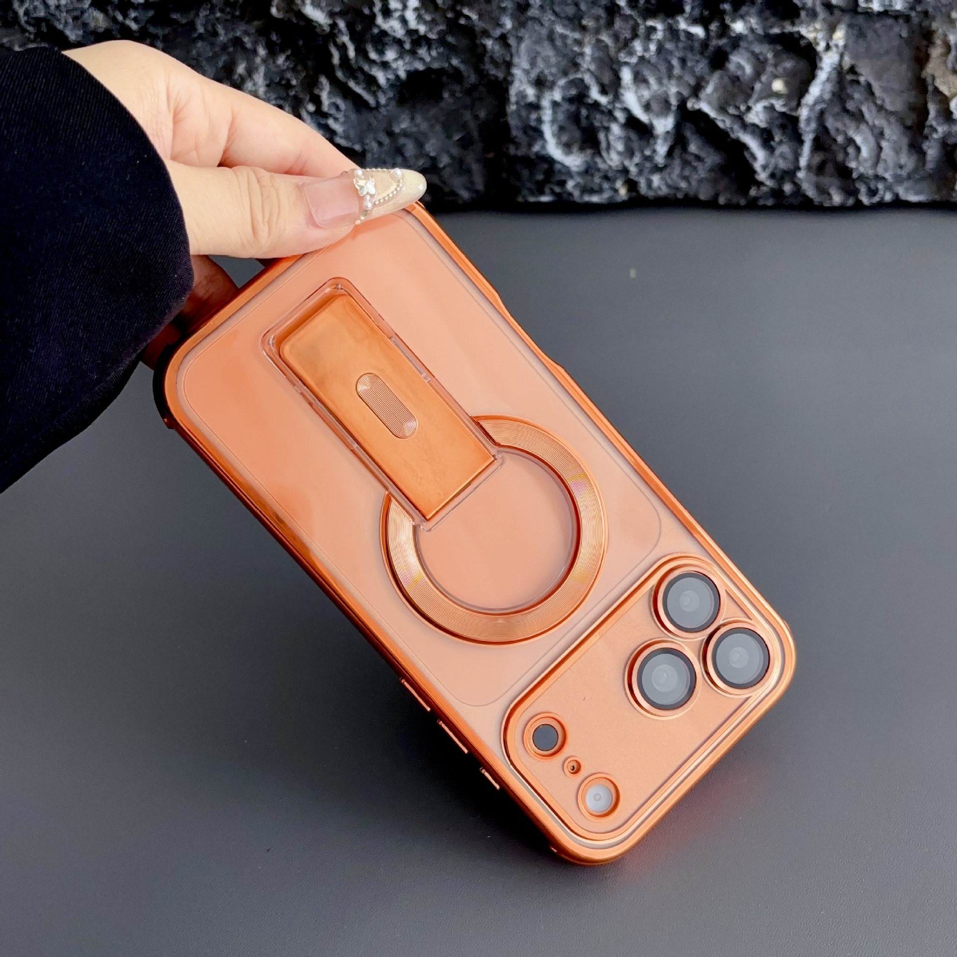 Funda Magnética con Soporte para iPhone 16, PC, Anticaídas