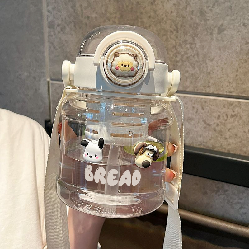 Internet celebrity water cup for women, large-capacity plastic cup, straw, ton bucket, ton kettle, portable tea water separation, tea pot belly cup