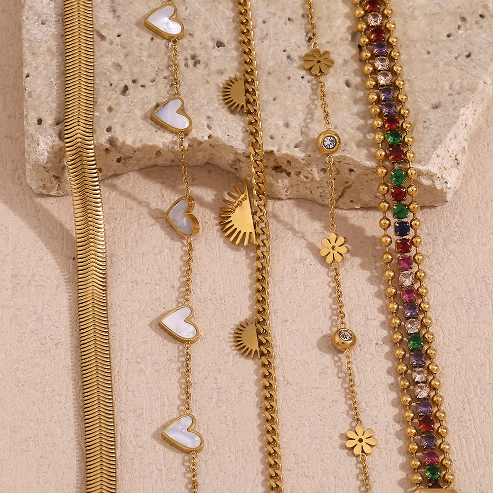 7g Weight 304 Stainless Steel Pendant Material Bracelets Classification 304 Stainless Steel Chain Material 1 Piece Quantity Anniversary, Party, Street Occasion 304 Stainless Steel Material Heart Shape Pattern Women's Gender Plating Design Lady Style Lady Heart Shape 304 Stainless Steel Bracelets In Bulk 无