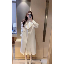 高级感粉色双面羊绒毛呢外套女2025秋冬款中长款宽松显瘦妮子大衣