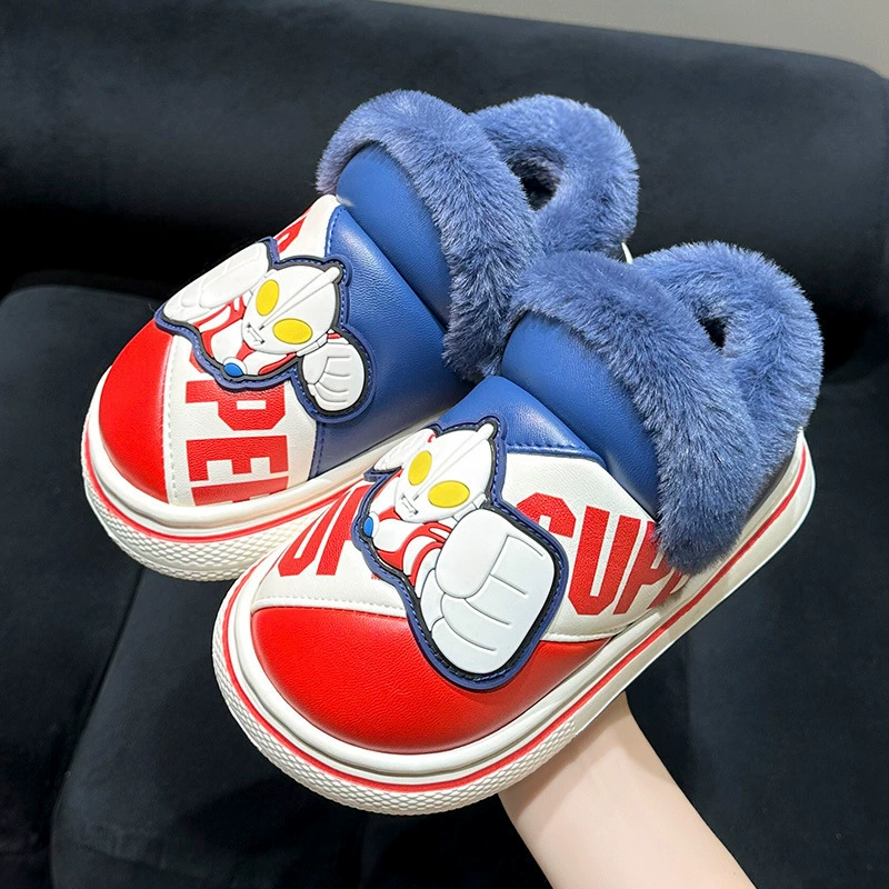 Симпатичные Альтман Детские хлопчатобумажные тапочки для мальчиков 2024 новый зимний крытый дом носить детские теплые хлопчатобумажные туфли