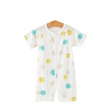 婴儿衣服夏季薄款短袖连体衣宝宝纯棉无骨睡衣透气爬服新生儿哈衣