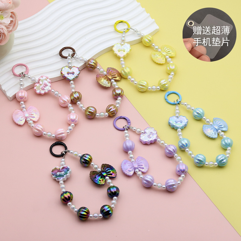 2025 caliente dulce color macarón amor llave decoración arco de ensueño bolsos colgante cadena de teléfono móvil