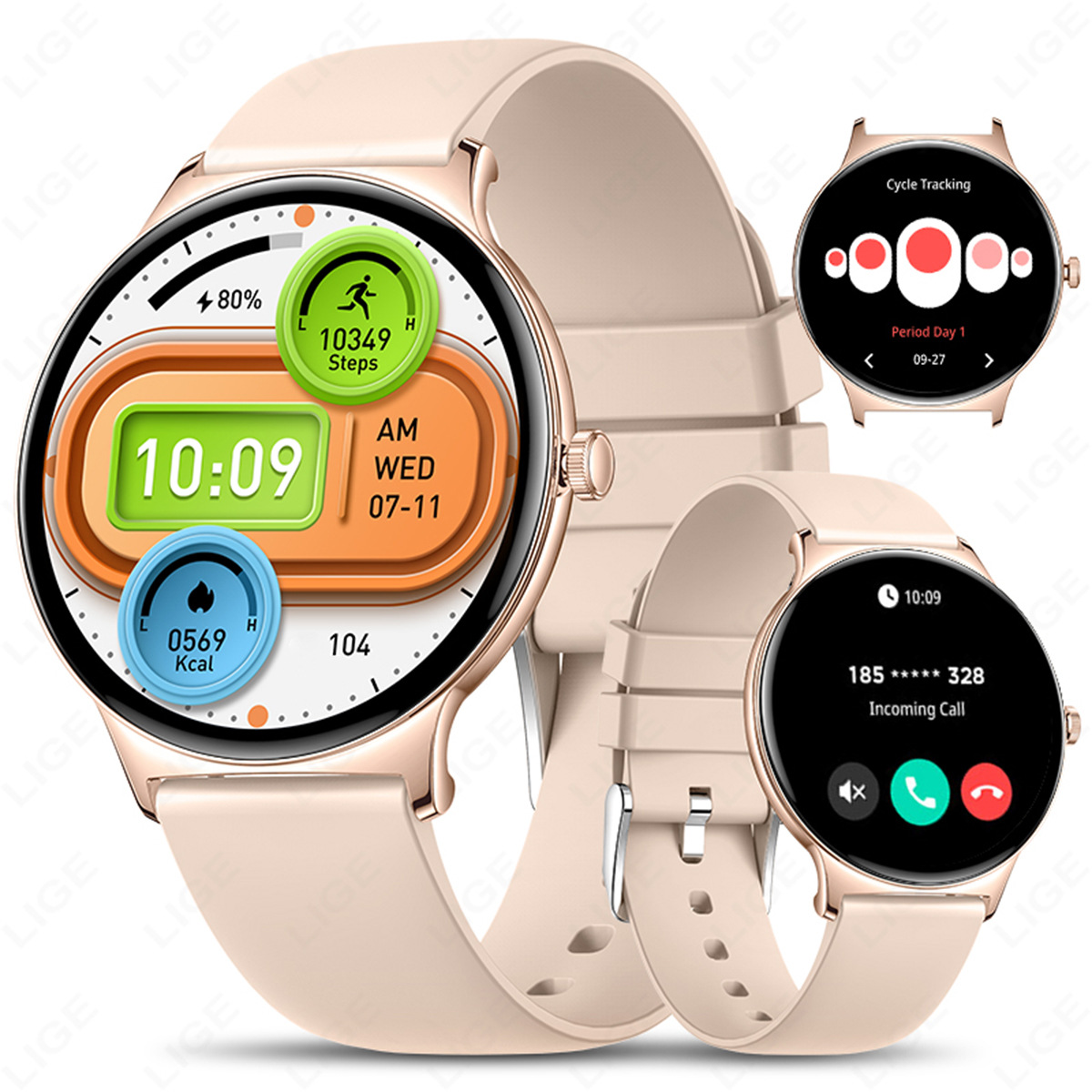 Women's Smartwatch With Heart Rate Blood Oxygen Monitor Bluetooth Calling Voice Assistant Pedometer Sports Watch_voghion.com