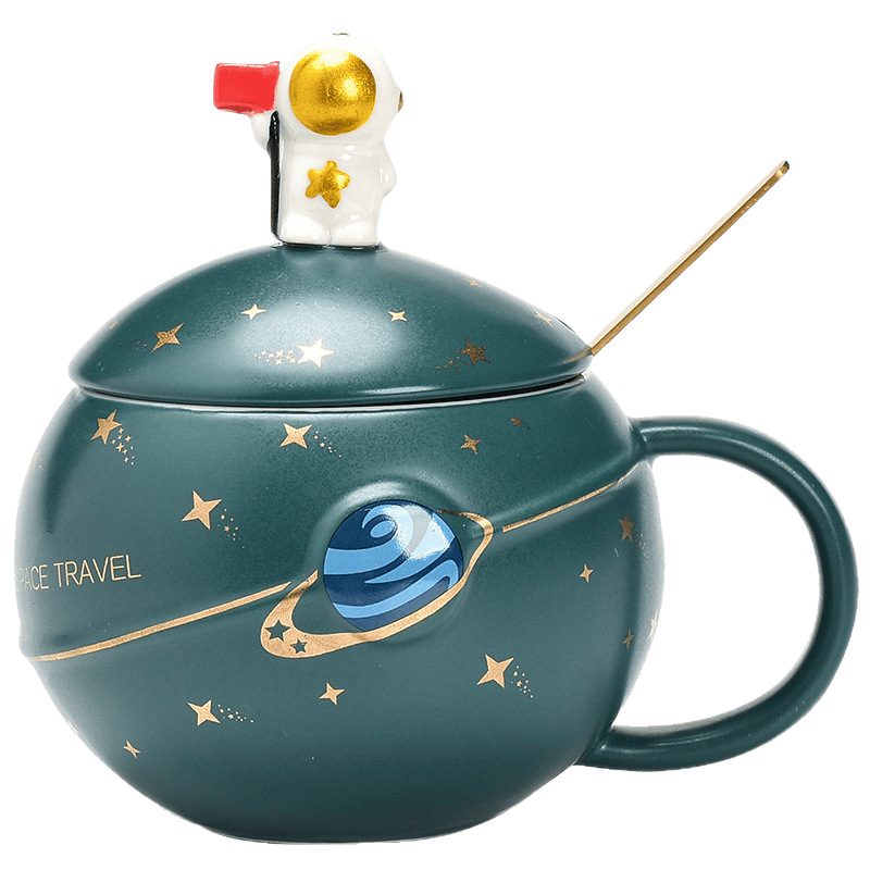Astronauta creativo Astronauta Planet Taza de cerámica Taza de café Taza de agua de oficina Juego de caja de regalo