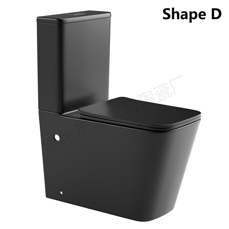 Inodoro negro Australia villa certificado WaterMark proyecto de hotel inodoro dividido directo negro mate