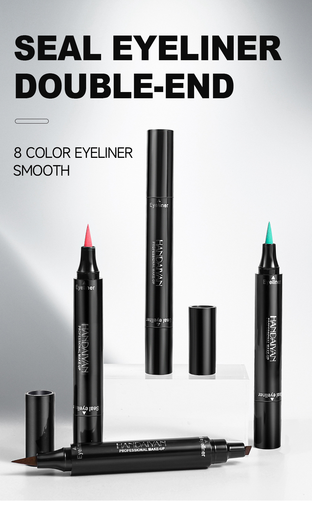 Triangular eyeliner seal color handaiyan eyeliner liquid pen, waterproof, sweat-proof, quick-drying cross-border double-head eyeliner pen full figure