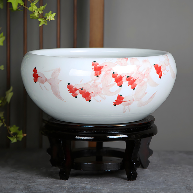 *金魚飼育用景徳鎮陶器大水槽、卸売亀鉢、水耕植物、睡蓮、蓮水槽、卓上飾り|undefined