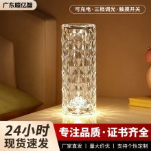 跨境新款玫瑰氛围灯充电装饰台灯床头高级感创意小夜灯充插两用