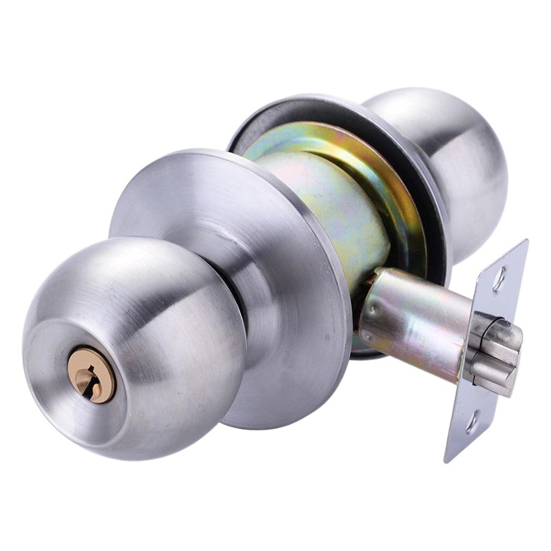 Bola de cobre dormitorio cerradura de la puerta de la bola de acero inoxidable Universal cerradura de la puerta de madera cerradura redonda cilindro cerradura de baño 587 lijado