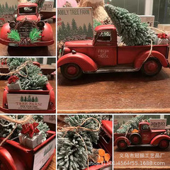 国境を越えた新しいクリスマス赤い車クリスマスツリー装飾樹脂赤いトラックおじいさん車の家庭モデル