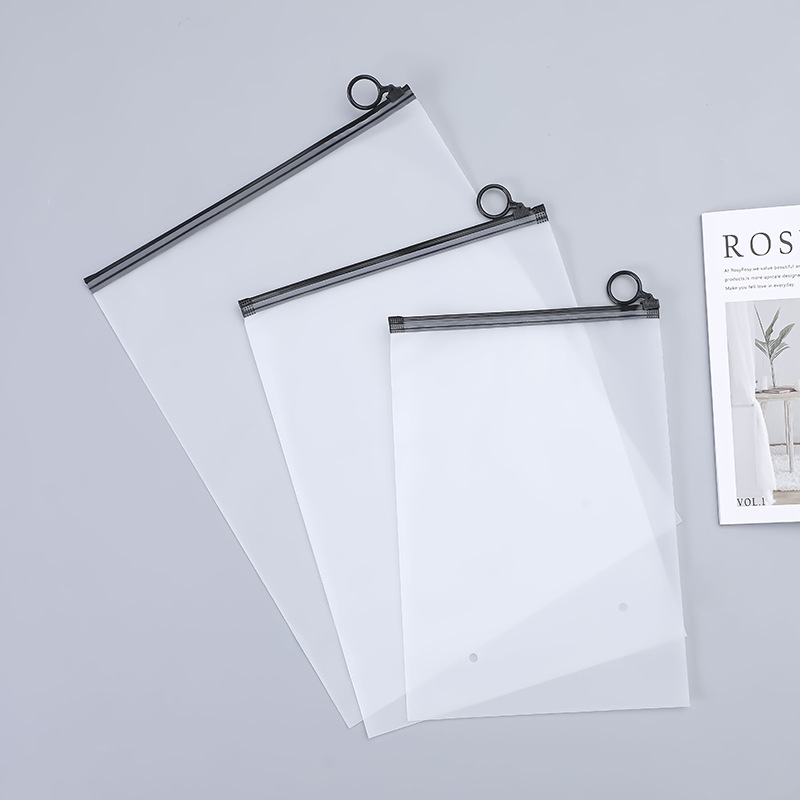 Cross-Border Thickened Frosted Pull-Tab Bag Zipper Bag with Handle Plastic Bag Clothes Underwear Self-Sealing Storage Bag Can Be Customized