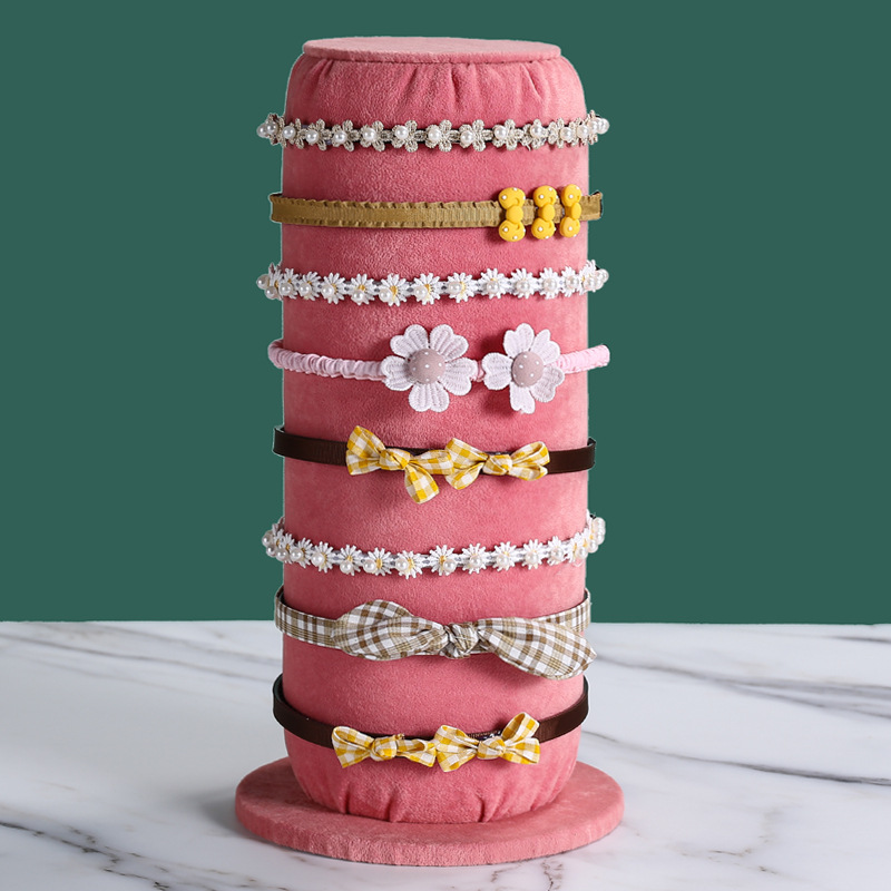 立式绒布头箍发箍架家用简约发卡饰品展示架子头饰收纳盒首饰架