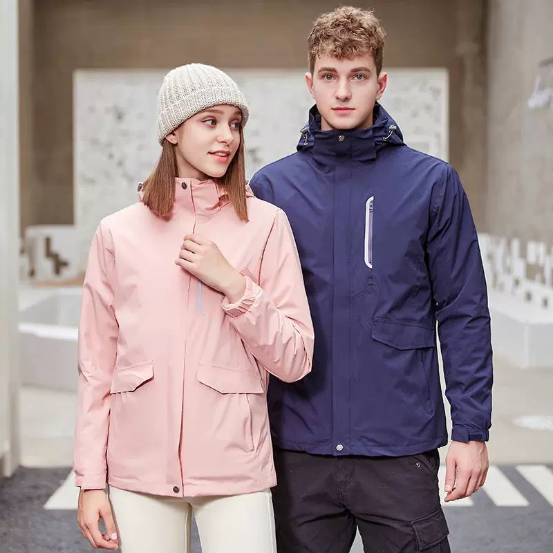 户外冲锋衣男女三合一可拆卸春秋款压胶防水防风加绒加厚冬季外套