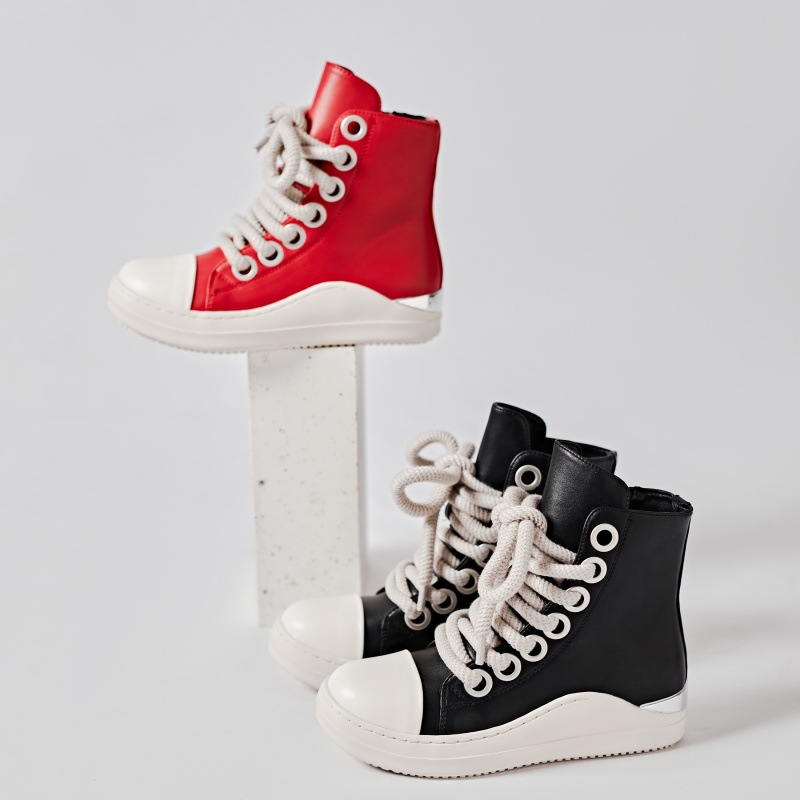 2024 Herbst und Winter neue dicke Sohlen Persönlichkeit High Top Schuhe für Frauen Außenhandel Paare Turnschuhe große Größe_voghion.com