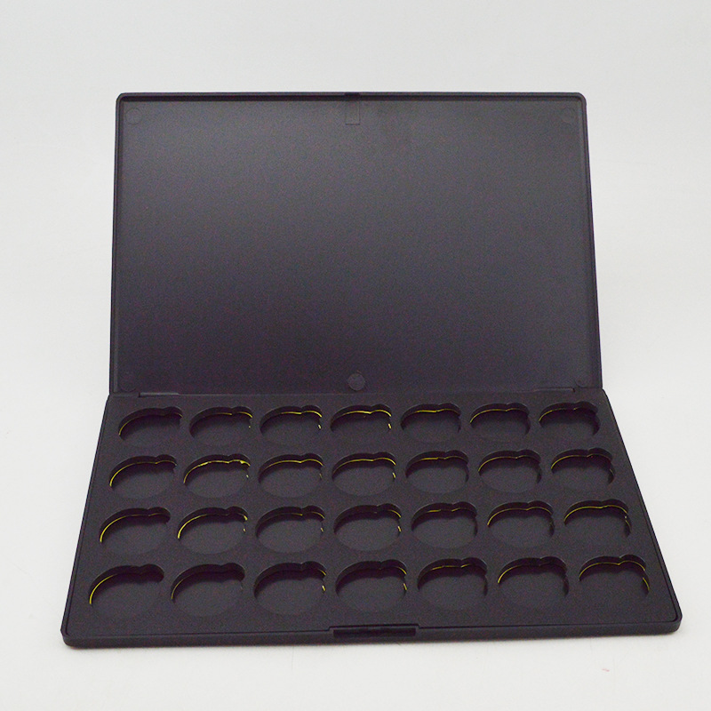 热销款28色眼影盒 哑黑可替换装眼影包装盒 磁吸大盘眼影盒子批发
