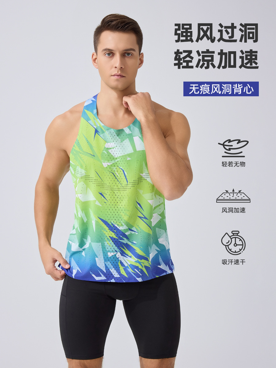 26 Years of Experience in Cross-Border Men's Vests, Summer Running Marathon Quick-Dry Vests, Thin Breathable Sports Fitness Sleeveless T-Shirts
