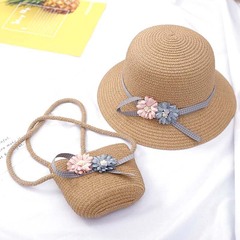女の子の帽子薄いベビー帽子子供の麦わら帽子夏の日焼け止め幼児太陽の帽子プリンセス太陽の帽子女性
