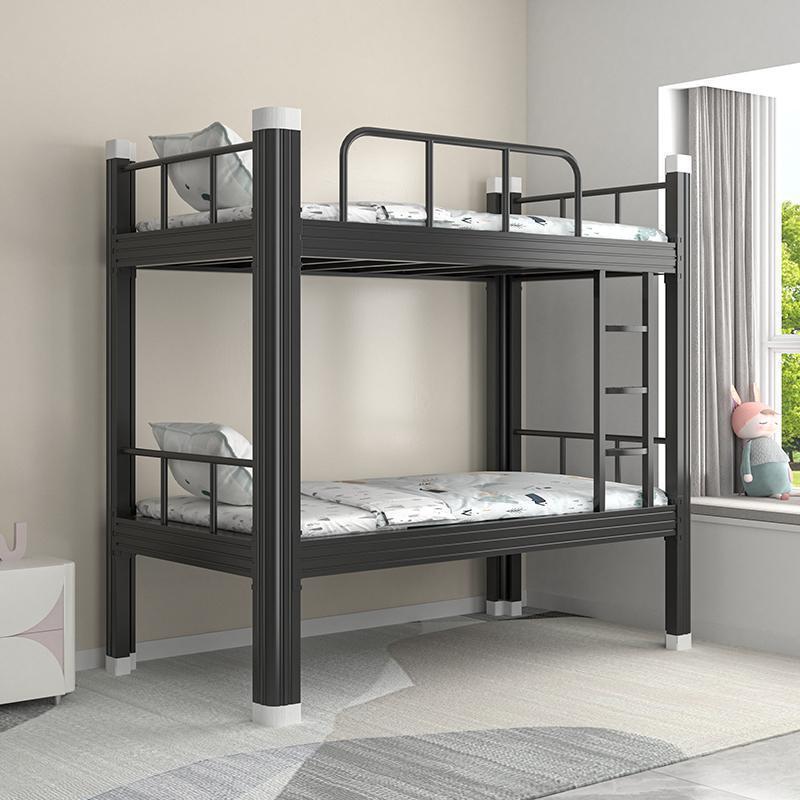 Wrought Iron Bunk Beds for Student Dormitories, Apartment Beds, Company Employee Single Beds, Black and White High-Low Double-Layer Profile Steel Frame Wrought Iron Bunk Beds for Student Dormitories, Apartment Beds, Company Employee Single Beds, Black and White High-Low Double-Layer Profile Steel Frame