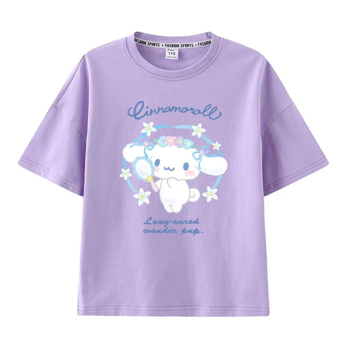 Kulomi Mereti Camiseta de manga corta para niñas 2025 Verano Yugui Dog Co-marca dulce ropa casual de algodón para niños