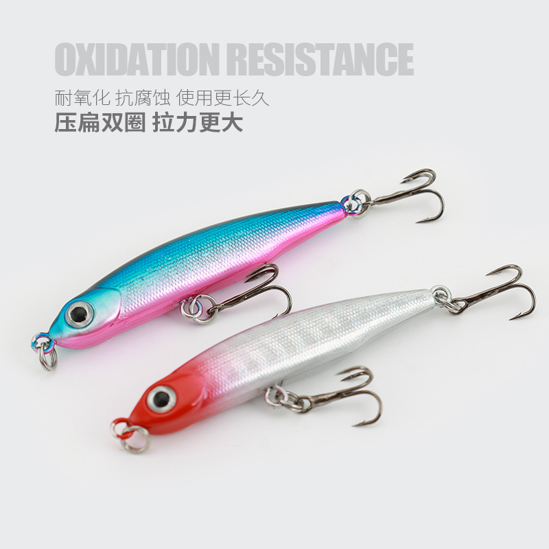 2 Pcs Sinking Minnow Fishing Lures Hard Baits Fresh Water Bass Swimbait Tackle Gear