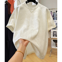 高級感独特のユニークなジャカード刺繍丸首半袖tシャツ女性の夏の気質のシャツはとてもきれいな上着が薄いです。