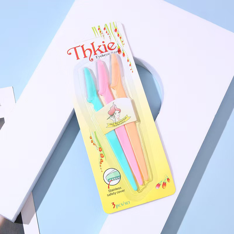 Juego de Herramientas para Cejas de Plástico y Acero Inoxidable Seguro Anti-cortes para Maquillaje