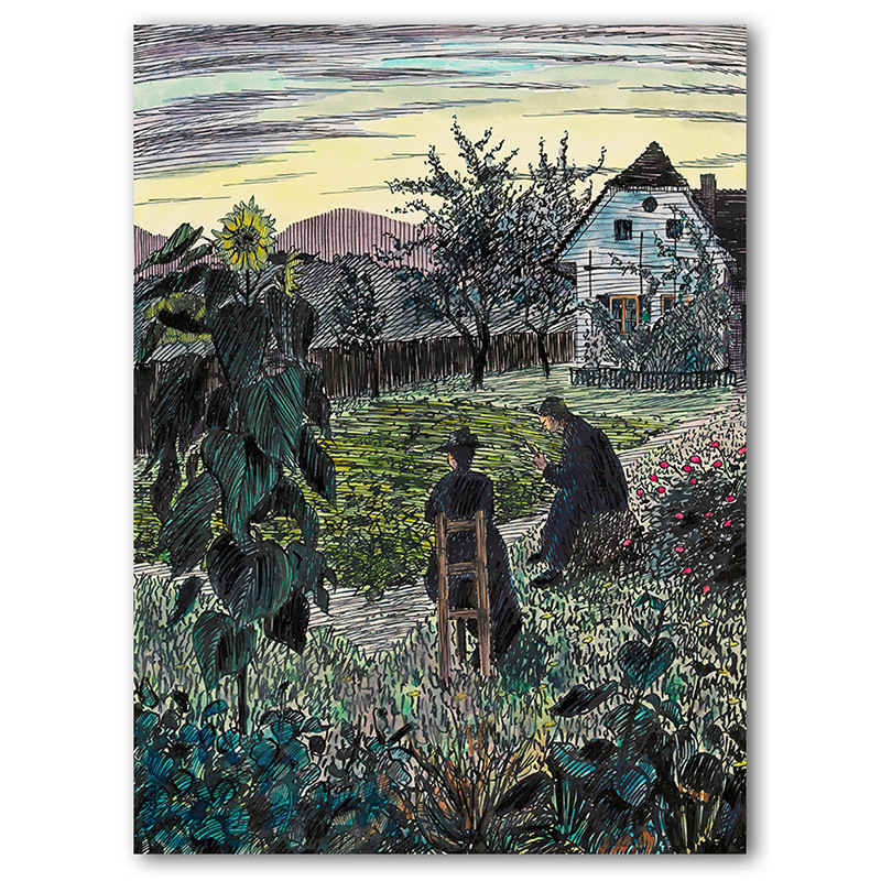 オーストリア画家カルビーナレトロ風景装飾画芯北欧古典芸術装飾画内芯|undefined