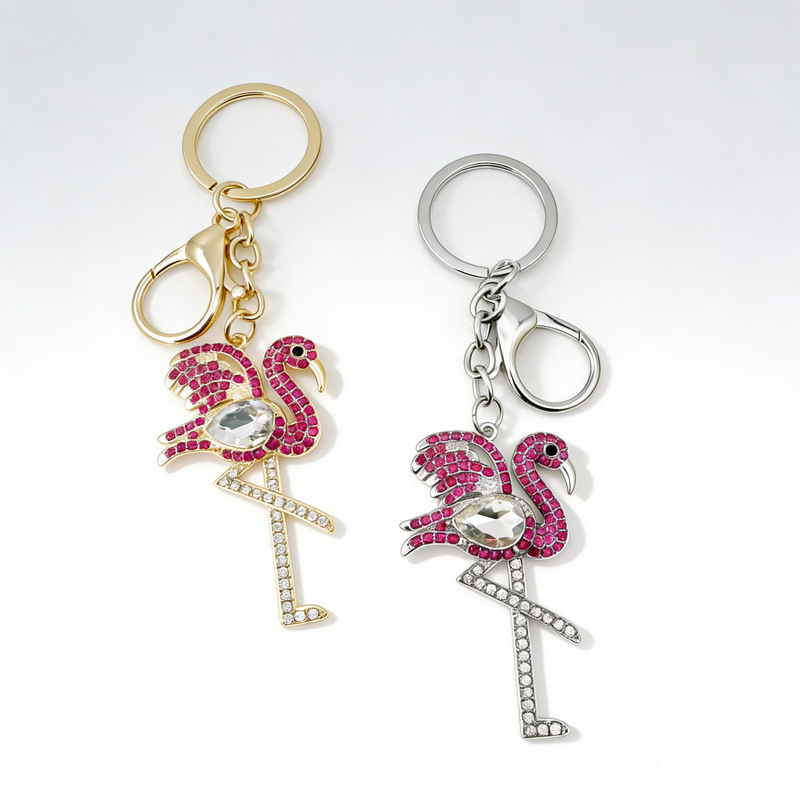 Cross-Border Cartoon Metal Colorful Rhinestone Flamingo Keychain Fashion Backpack Pendant Holiday Gift Light Luxury Accessory Cross-Border Cartoon Metal Colorful Rhinestone Flamingo Keychain Fashion Backpack Pendant Holiday Gift Light Luxury Accessory