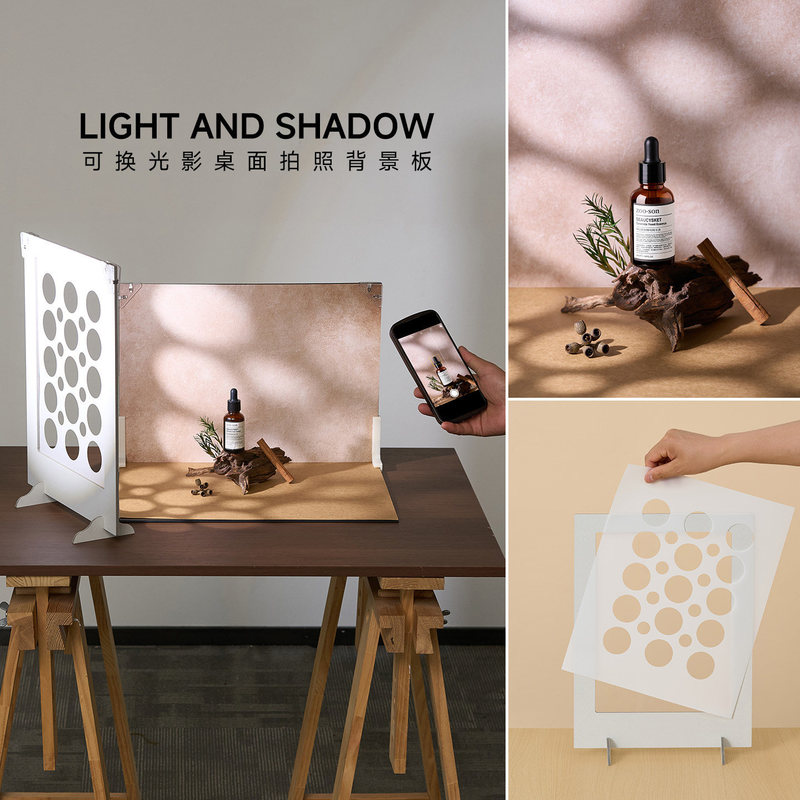 Interchangeable light and shadow desktop shooting background board A3 background for still life product table photography props and scene setup Interchangeable light and shadow desktop shooting background board A3 background for still life product table photography props and scene setup