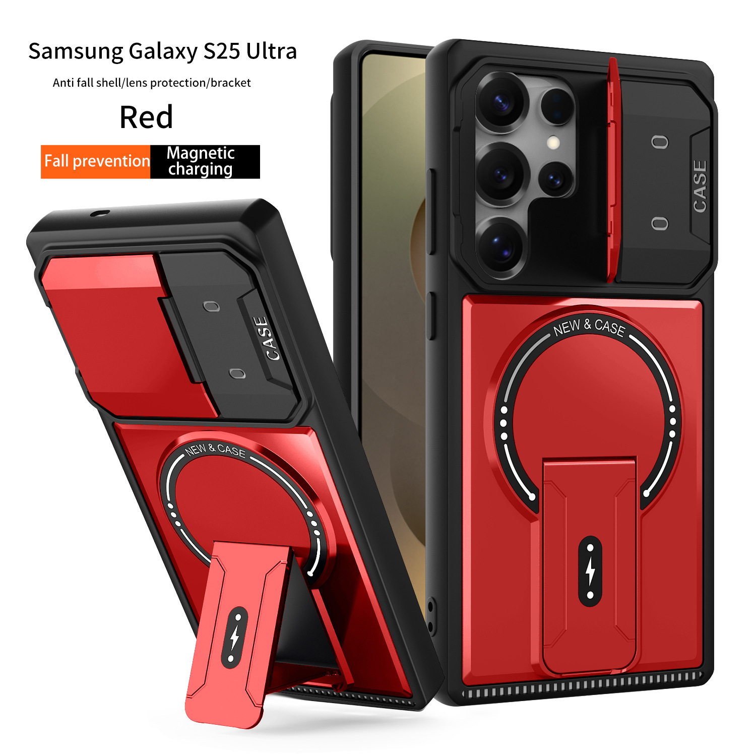 Transfronterizo aplicable Samsung S25ULTRA Mecha soporte magnético caso de teléfono móvil S26 soporte de lente todo incluido A07