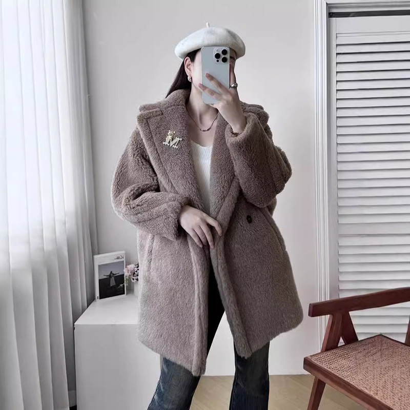 M Family Teddy Bear Coat Women's Short Alpaca Teddy Warm Coat