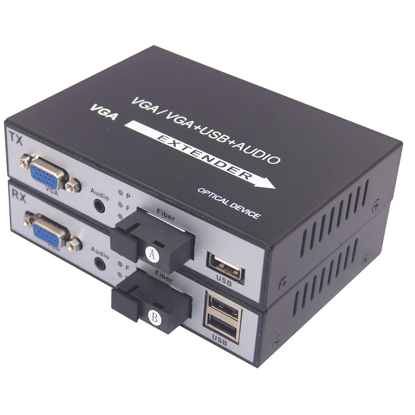 4路VGA光端机1080P高清VGA+USB光端机视频监控单纤SCFC