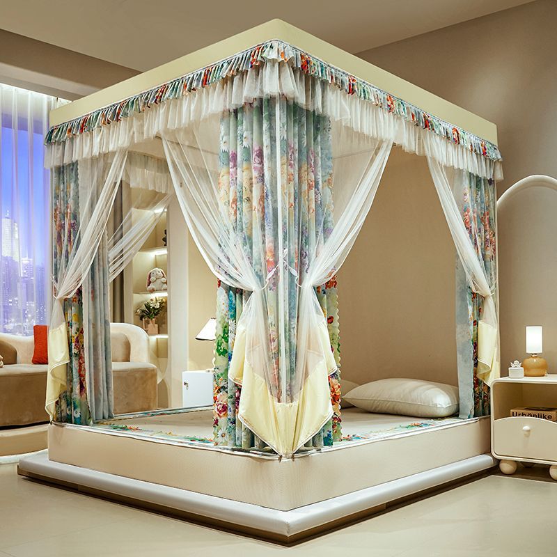 2024 New Blackout Mosquito Net Bed Curtain Integrated Zipper Yurt Bedroom High-End Home Princess Style