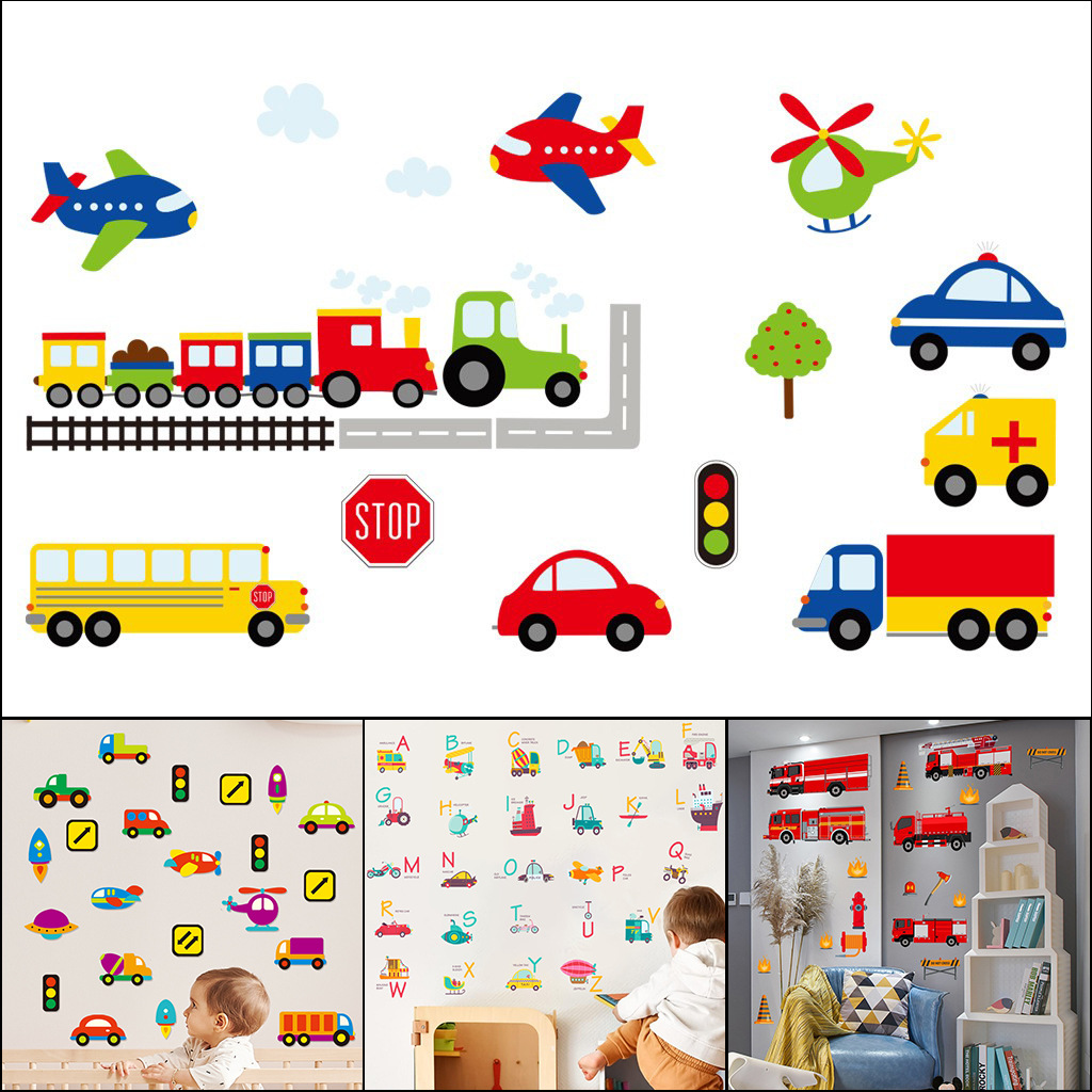 Aover camión de bomberos pegatinas decoración de la habitación de los niños N1027 tarjeta de PVC esmerilado pegatinas autoadhesivas de coche al por mayor