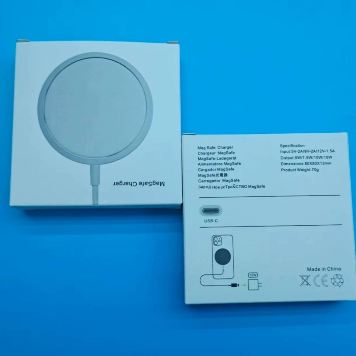 Подходит для беспроводного магнитного зарядного устройства phone12, нейтральная упаковка, упаковочная коробка для беспроводного зарядного устройства Apple 13magsafe