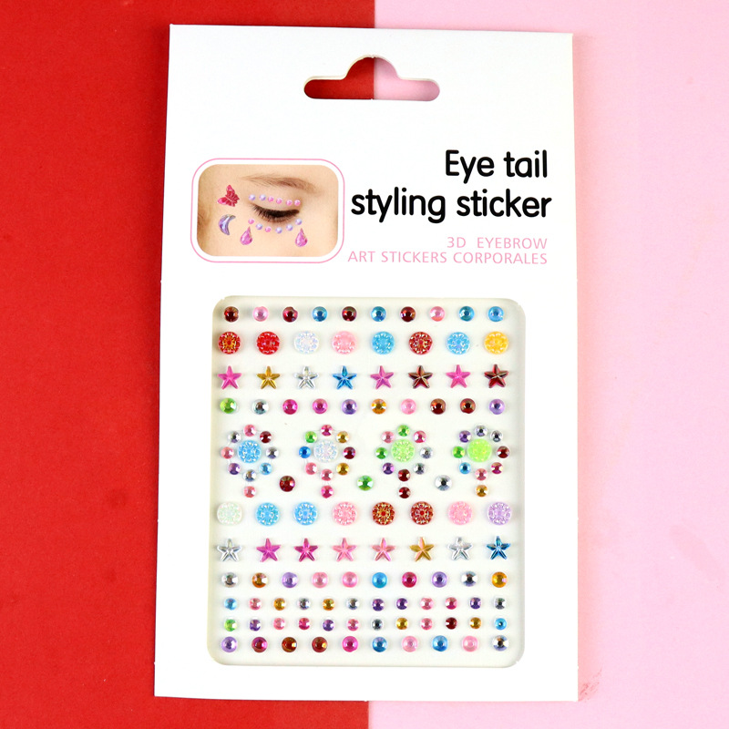 Transfronterizo AB diamantes coloridos joyas de maquillaje de ojos maquillaje facial pegatinas de diamante para niños espectáculo de escenario pegatinas faciales pegatinas de cristal perlas