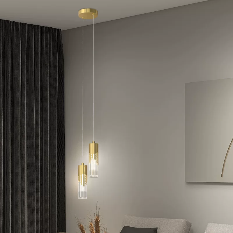 Медная креативная модная потолочная лампа для кровати, минималистичные LED-огни для гостиной, стиль светлый люкс, три цвета