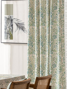 Zhanlan Original Fabric Finished Curtains Cotton and Linen Forest Accessible Luxury Semi-Shading Curtains Bedroom Floating Curtains Living Room Curtains